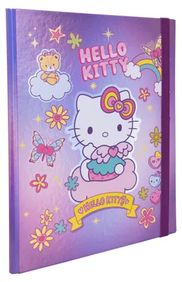 Image de Pochette en carton à soufflet avec élastique, format A4, Hello Kitty rose, modèle 2 - PATIO
