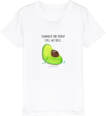 Produktbild von Mr. & Mrs. Panda Kleinkinder T-Shirt Avocado Schwangerschaft 12-14 Jahre (152/164) - Weiß - Geschenk, Teenager, Schwanger, Kinder Shirt, Kindershirt, Liebe, Baumwolle