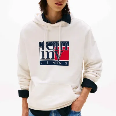 Image de Tommy Jeans Tjm Reg Rwb Flag Hoodie Couleur Blanc