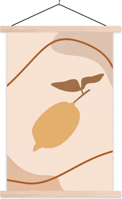 Produktbild von MuchoWow® Textilposter Sommer - Zitrone - Pastell 40x60 cm mit holzfarbenen Rahmen - Poster
