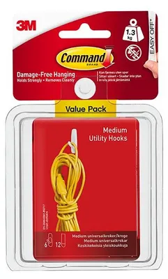 Immagine prodotto di Command 17001-6ES Ganci multiuso bianchi di medie dimensioni, confezione risparmio da 1,3 kg, 6 pezzi WI1196 (taglia unica) (colore unico)