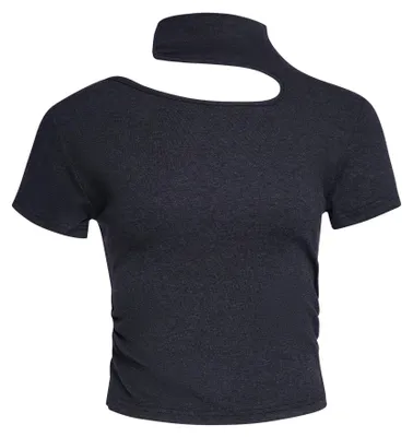 Produktbild von Damen Bluse grau XS mit Stehkragen und Cut-out-Detail