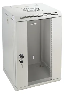 10 Zoll Serverschrank mit 9 Höheneinheiten von HMF mit 31.2 cm Breite in Lichtgrau