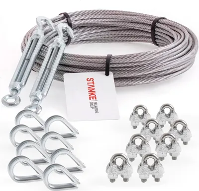 Produktbild von Seilwerk STANKE Rankhilfe Edelstahldrahtseil 100m V4A Edelstahlseil 3mm 7x7, 2x Spannschloss verzinkt M5 Haken+Öse, 8x Kausche V4A, 8x Bügelformklemme V4A - SET 5