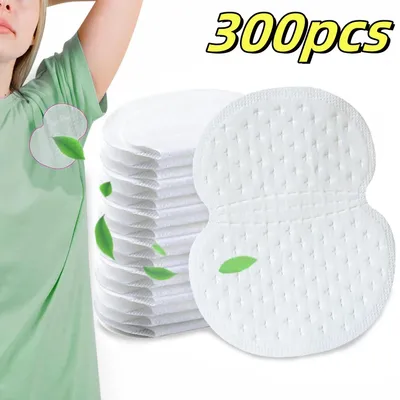 Produktbild von Einweg-Achselpads - Schweißabsorbierende Achselpolster - 300 Stück - Ultraleicht - Atmungsaktiv - Polyester - Naturfarbe