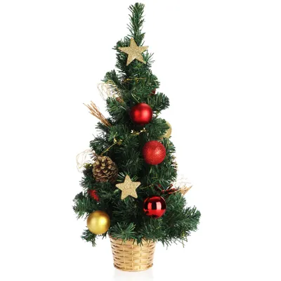 Produktbild von COM-FOUR® Künstlicher Weihnachtsbaum mit Christbaumkugeln - Geschmückter Tannenbaum für die Weihnachtsdekoration - Christbaum für die Deko zu Weihnachten
