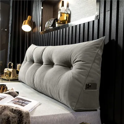 Produktbild von Rückenstützkissen für Bett und Sofa, großes keilförmiges Rücken-/Kopfstützkissen, abnehmbar und waschbar, 60 x 50 x 20 cm
