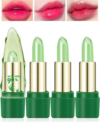 Produktbild von 3x Aloe Vera Lippenstift Magische Temperatur Farbwechsel Lippenbalsam Set Langanhaltende Feuchtigkeitscreme Lippenpflege Kristall Gelee Lippenstift