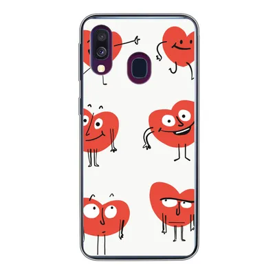 Produktbild von MuchoWow® Handyhülle Schutzhülle Hülle für Samsung Galaxy A40 Eine Illustration von neun Herzen mit Emotionen Silikon Softcase Handy Hülle - Handy-Tasche