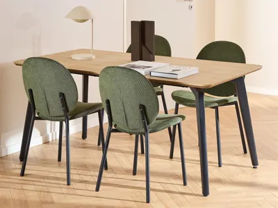 Produktbild von Essgruppe >Cadiz< (5-teilig) waldgrün Eiche Nachbildung - 160x75x90 (BxHxT)