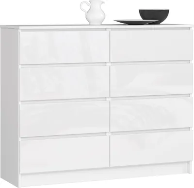 Obrázok produktu pre Akord Komoda S Zásuvkami, Biela Lesklá, 120X40X99 Cm