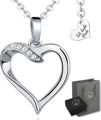 Produktbild von 925 Silber Kette für Damen Frauen Herzkette Halskette mit Herz Anhänger Geschenk für Ehefrau Freundin Weihnachten Weihnachtsgeschenk Valentinstag