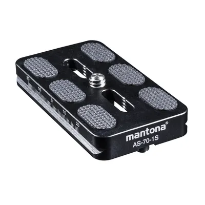 Produktbild von Mantona AS-70-1 Schnellwechselplatte Arca-Swiss kompatibel 70 x 38 mm Aluminium mit 1/4" Schraube Gummipuffern