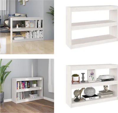 Produktbild von vidaXL Bücherregal Raumteiler Weiß 100x30x71,5 cm Massivholz Kiefer - Bücherschrank - Bücherschränke - Bücherregal - Bücherregale