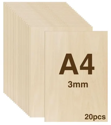 Imagen del producto de Juego de 20 láminas multicapa A4 - madera de tilo de 3 mm para proyectos de bricolaje y modelismo