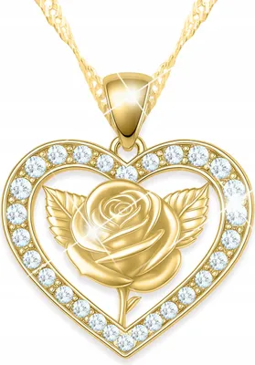 Image de Collier cœur en or avec cristaux « Fleur de vie » rose, argent 925