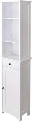 Produktbild von EUGAD Badezimmerschrank Eckschrank Eckkommode, Holz weiß, 33x23x165 cm