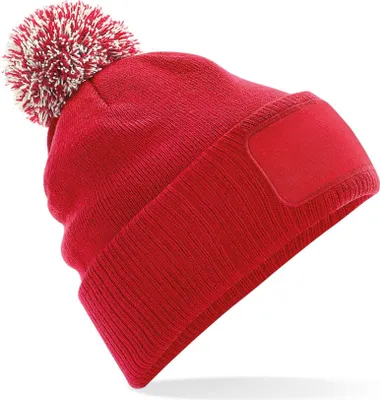 Image de Beechfield B443 | Bonnet femme Snowstar® Patch Beanie - Couleur : Classic Red/Off White - Taille : One Size