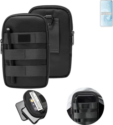 Produktbild von K-S-Trade Holster Gürtel Tasche kompatibel mit Meizu 17 Pro Handy Tasche Schutz Hülle dunkel-grau viele Fächer, 1x