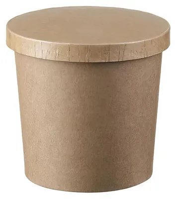Produktbild von 50x Eisbecher Feinkostbecher aus Pappe Kraftpapier rund 350ml braun mit Deckel