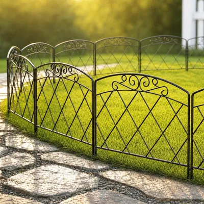 Produktbild von Elzusha – Dekorative Gartenabgrenzung aus Metall – 5 Paneele – 61 x 56 cm – Schwarz