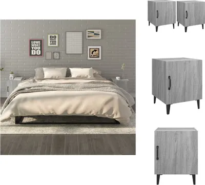 Immagine prodotto di vidaXL Comodini 2 pz. Materiale a base di legno Sonoma grigio - Comodini