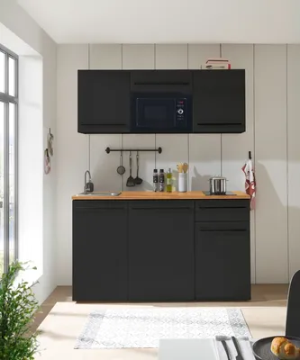 Produktbild von Singleküche >Jazz< in Schwarz matt - 160x212x60 (BxHxT)