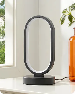 Produktbild von EDISHINE LED Nachttischlampe Oval, Touch Dimmbar & Speicherfunktion, 3000K/4000K/6500K, Mattschwarzer Metallsockel, 12W moderne Tischlampe