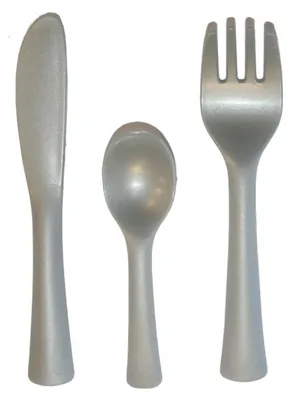 Produktbild von Smoby Besteck-Set Grau – Messer, Löffel & Gabel für Smoby Spielküchen