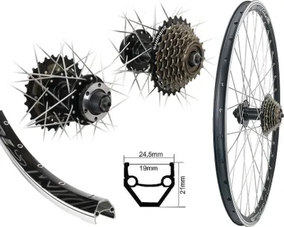 Produktbild von 28 Zoll Hinterrad DMS19 Disc 6Loch mit 7 fach Shimano Zahnkranz Schnellspanner