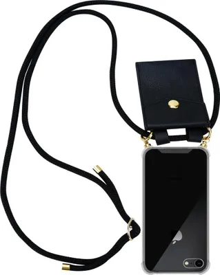 Produktbild von Cadorabo Hülle für Apple iPhone 7 / 7S / 8 / SE 2020 Schutzhülle in Schwarz Handy Kette Silikon Kordel abnehmbares Etui
