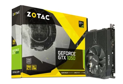 Produktbild von Zotac GeForce GTX 1050 Mini, GeForce GTX 1050, 2 GB, GDDR5, 128 Bit, 7680 x 4320 Pixel, PCI Express 3.0