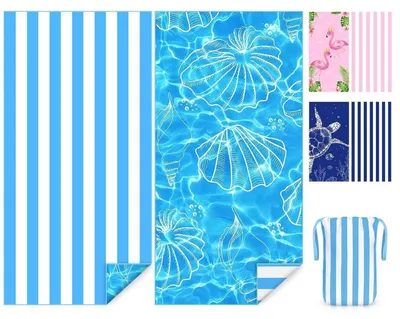 Immagine prodotto di Asciugamano da spiaggia in microfibra, 180x90 cm, antiscaglia, ad asciugatura rapida, colore blu
