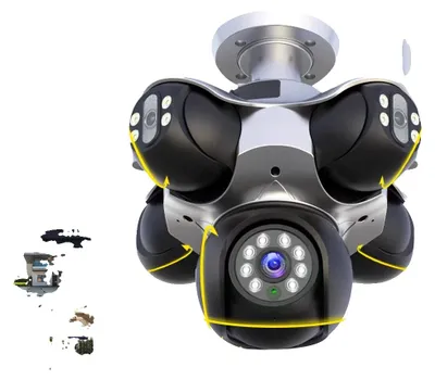 Image de Caméra de sécurité, résolution HD 25 Mpx, détection de mouvement par IA, cinq objectifs, prise européenne