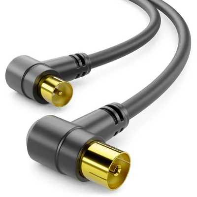 Produktbild von deleyCON 7,5m TV Antennenkabel 2x Winkel - IEC Koaxialkabel HDTV 4K Schwarz