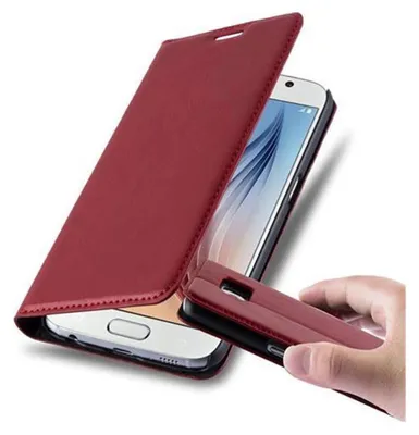 Produktbild von Cadorabo Hülle für Samsung Galaxy S6 Schutz Hülle in Rot Handyhülle Etui Case Cover Magnetverschluss