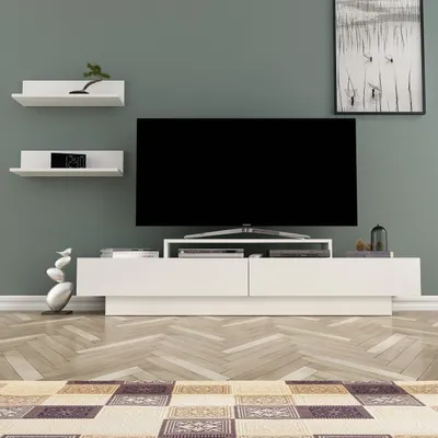 Image de Skye Decor, Lucca- Lucca TV ZNA, Blanc, Armoires TV, 40x180x31 cm, 100% panneau de particules mélaminé