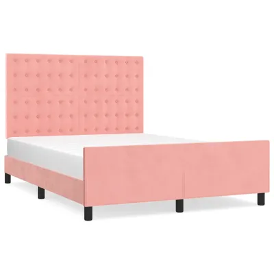 Produktbild von Bettgestell mit Kopfteil Rosa 140x190 cm Samt