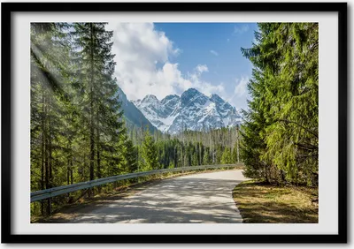 Produktbild von Bild - Bilder - Bilderrahmen - 70 cm x 50 cm - MDF-Rahmen, Wandkunst Straße Tatry