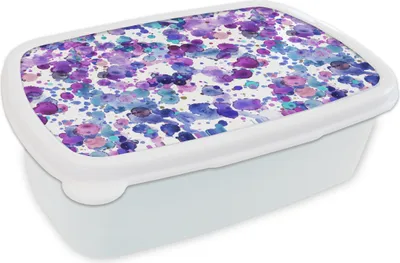 Produktbild von KitchenYeah® Lunchbox Brotzeit Brotdose 17x11 cm Aquarell - Muster - Lila Kinder Brotzeitdose - Lunch Box - Kinder - Sandwich-Box - Schulbox - Lunch Boxen