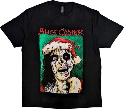 Imagen del producto de Camiseta negra con diseño navideño de Alice Cooper (talla M)