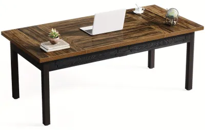 Productafbeelding van Bureau - Schrijftafel - Bureautafel - Werkplek - Computertafel - Rustiek Bruin - Metaal & Hout - 68,5 cm Hoog