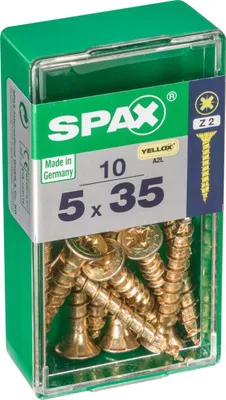 Image de Lot de 10 vis acier tête fraisée pozidriv SPAX, Diam.5 mm x L.35 mm