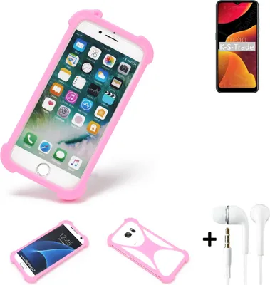 Produktbild von K-S-Trade Bumper + Kopfhörer kompatibel mit BQ Mobile BQ-6645L Element Handy Hülle Schutzhülle Silikon Schutz Hülle Cover Case Silikoncase