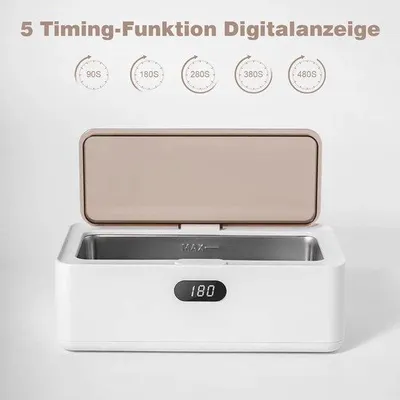 Image de Nettoyeur à ultrasons professionnel, 500 ml, 45 000 Hz, 5 réglages, sac inclus, pour lunettes, bijoux, montres, pièces de monnaie et plus encore.