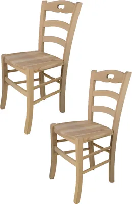 Immagine prodotto di t m c s Tommychairs - Set di 2 sedie SAVOIE per cucina e sala da pranzo, struttura robusta in legno di faggio lucidato, non trattato e naturale al 100%, seduta in legno lucidato