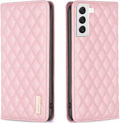 Image de Etui en cuir pour Samsung Galaxy S23, élégant étui en cuir avec fentes pour cartes et support rose