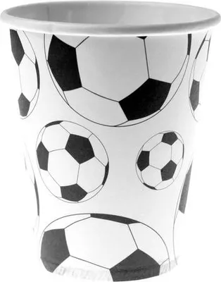 Produktbild von Fussball-Pappbecher 10 Stück schwarz-weiss 200ml - Einheitsgröße
