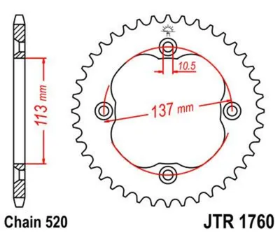 Obrázek produktu pro Pignon JT 40T 520 JTR1760.40