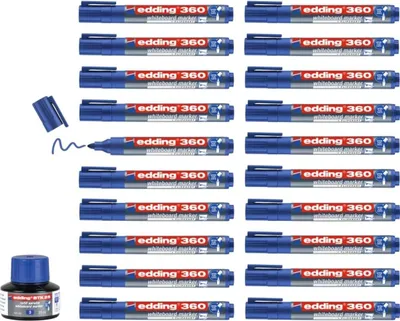 Obrázok produktu pre Edding popisovač na biele tabule 360 20-balenie náplní modrá